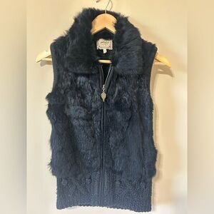 Sweet by Miss Me Women’s Angora Fur Cable Knit Vest Size Small Black
